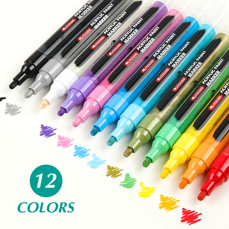 Pincel a precion acrylic paint marker mobee 12pc
