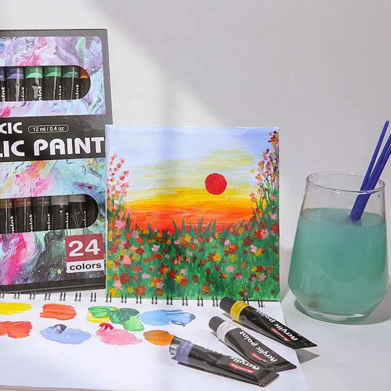 Pintura acrilica madera, vidrio, tela, papel 24pc MOBEE