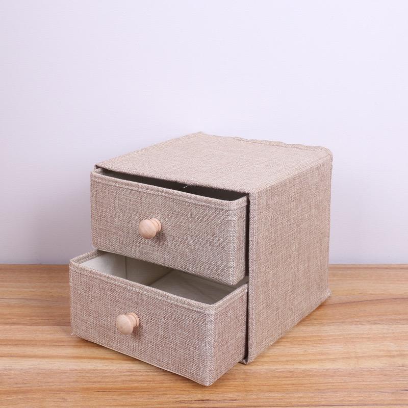 Caja tela de arpillera con cajón 23*20cm