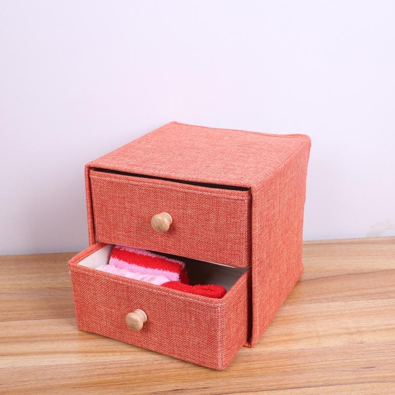 Caja tela de arpillera con cajón 23*20cm