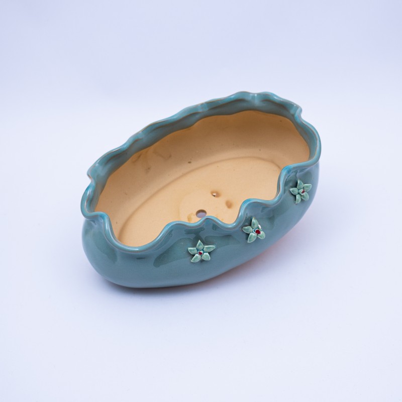 Maceta lisa con diseño de flores 18.5*13.6cm