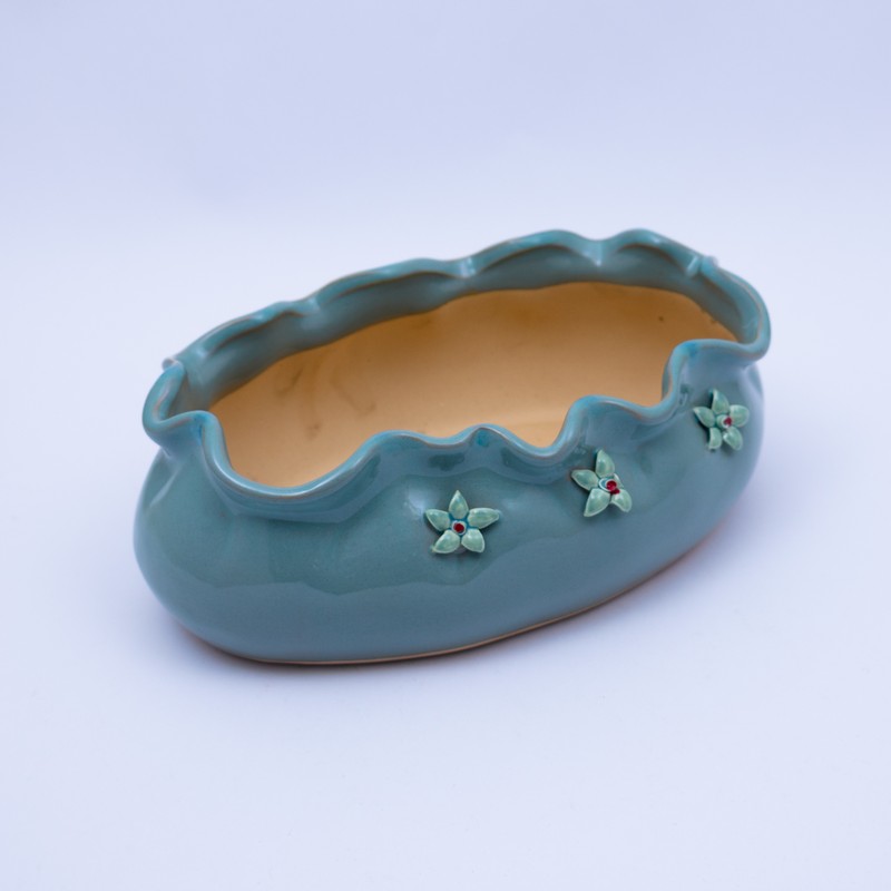 Maceta lisa con diseño de flores 18.5*13.6cm