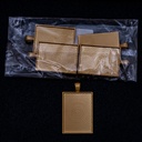 Dije rectangular en dorado 5pc