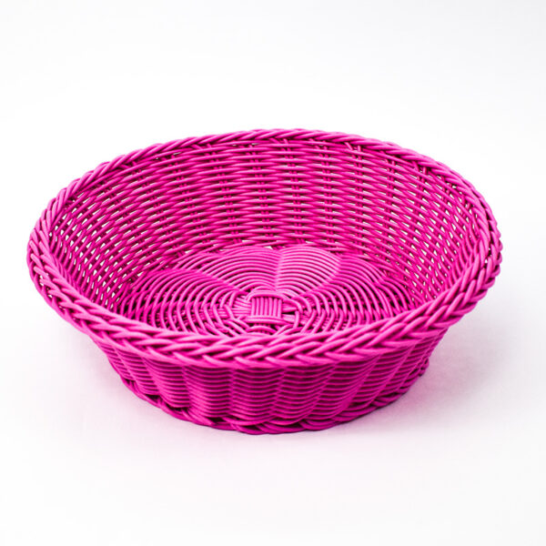 Cesta de mimbre redondo tejida en plástico