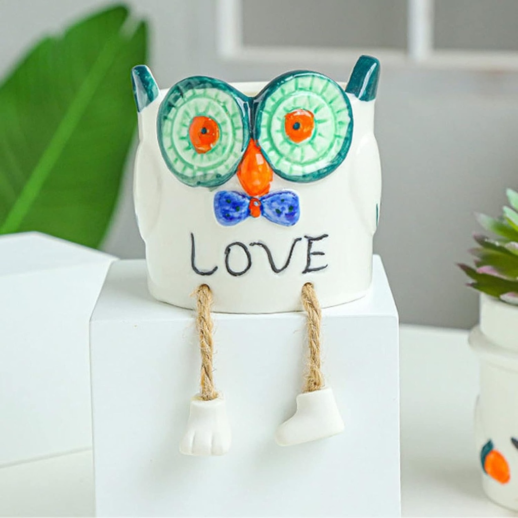 Maceta diseño búho con patitas 7.7*8cm
