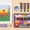 Pintura acrílica, madera, vidrio, tela, papel 12 piezas