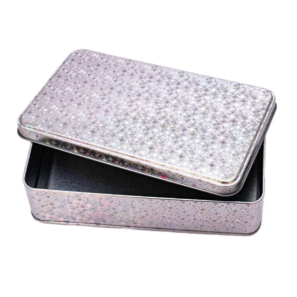 Caja de metal con brillos 19*12cm