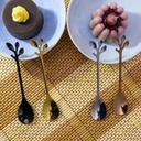 Cucharita diseño hoja oro/plata/negro/cobre
