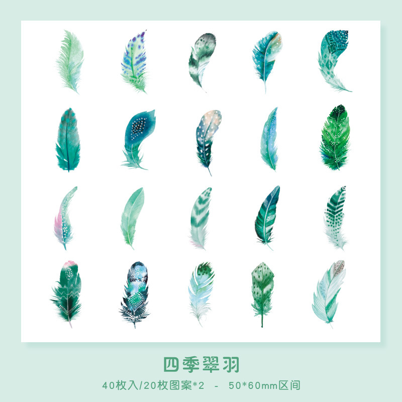 Sticker pvc diseño de pluma 40pc