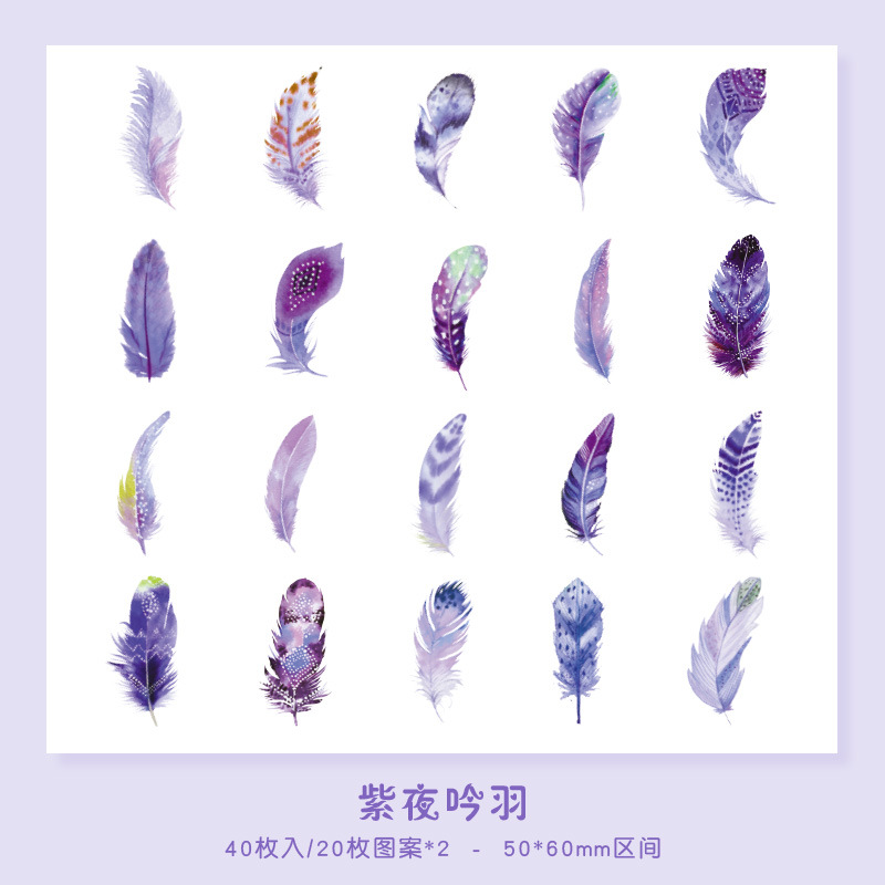 Sticker pvc diseño de pluma 40pc