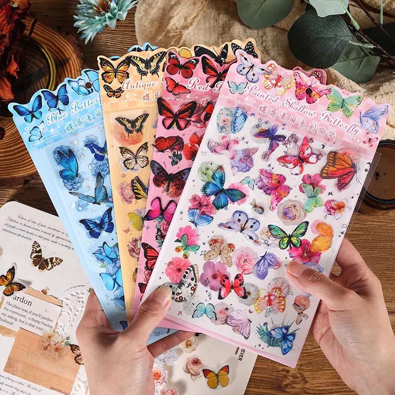 Sticker de mariposas y flores pvc