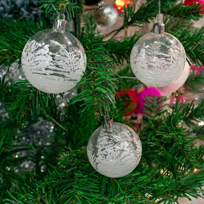 Pelota de navidad blanco 6pc