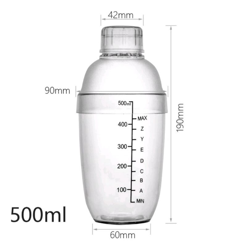 Coctelera de plástico para tragos 500ml