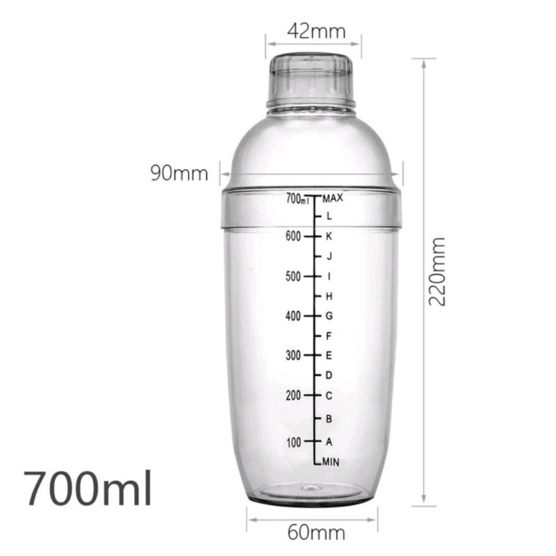 Coctelera de plástico para tragos 700ml