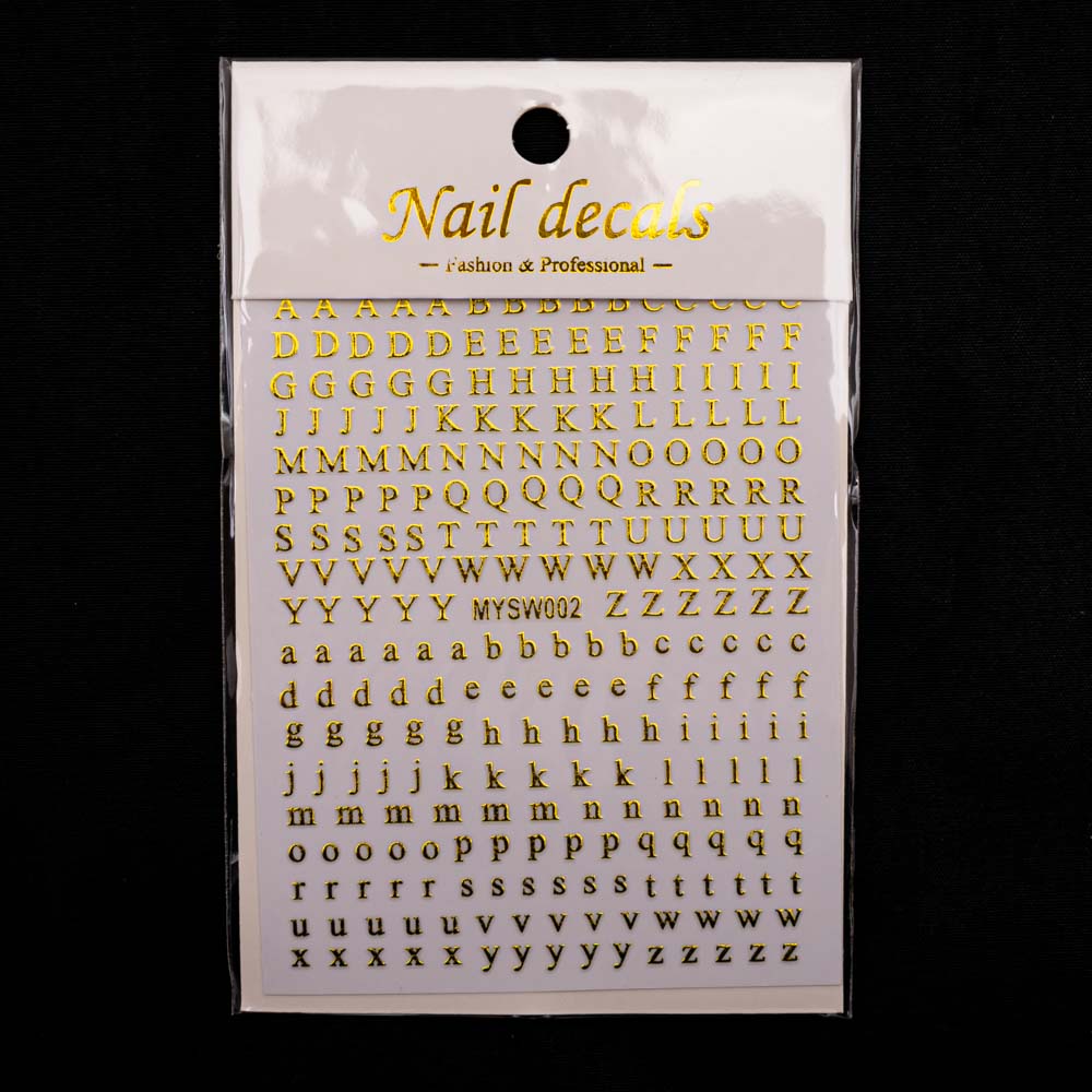 Sticker de letras pequeñas dorada