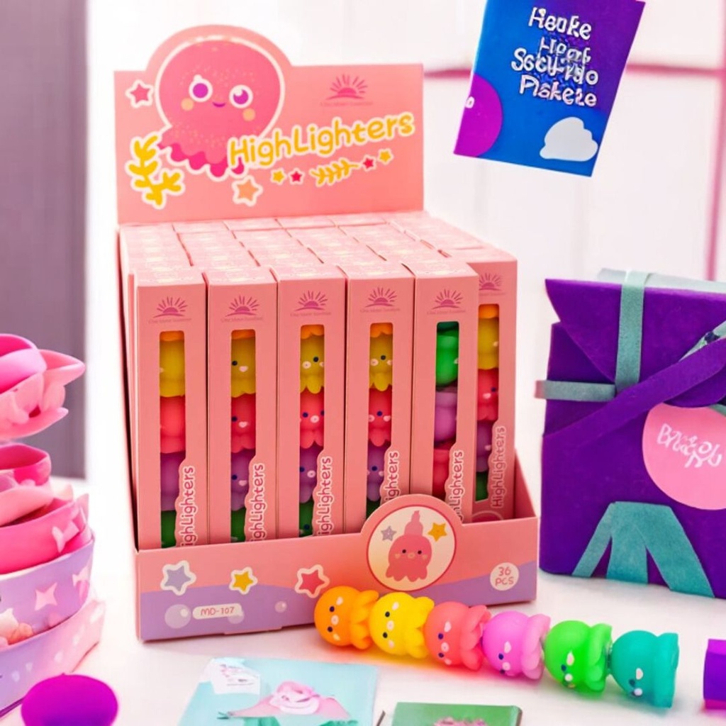 Mini resaltador diseño pulpo 6pc