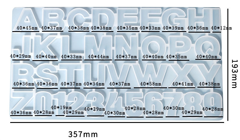 Molde de silicona abecedario y números 357*193mm (lado derecho)
