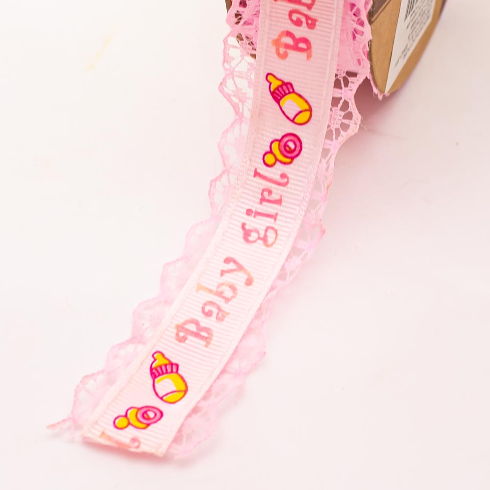 Cinta baby shower con encaje 2.5cm