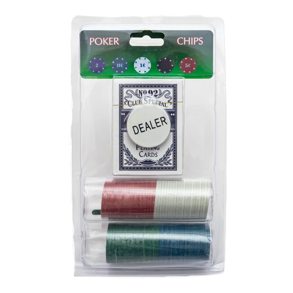 Carta de poker con fichas