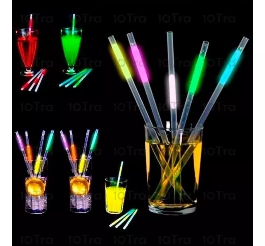 Pajita fluor para tragos 3 piezas NICE GLOW