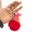 Llavero loro con pompom