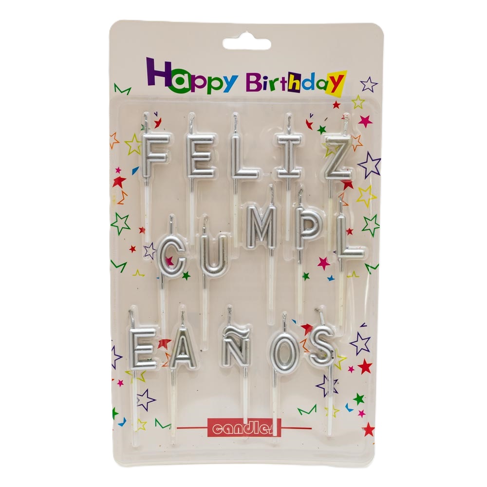 Vela feliz cumpleaños letras separadas