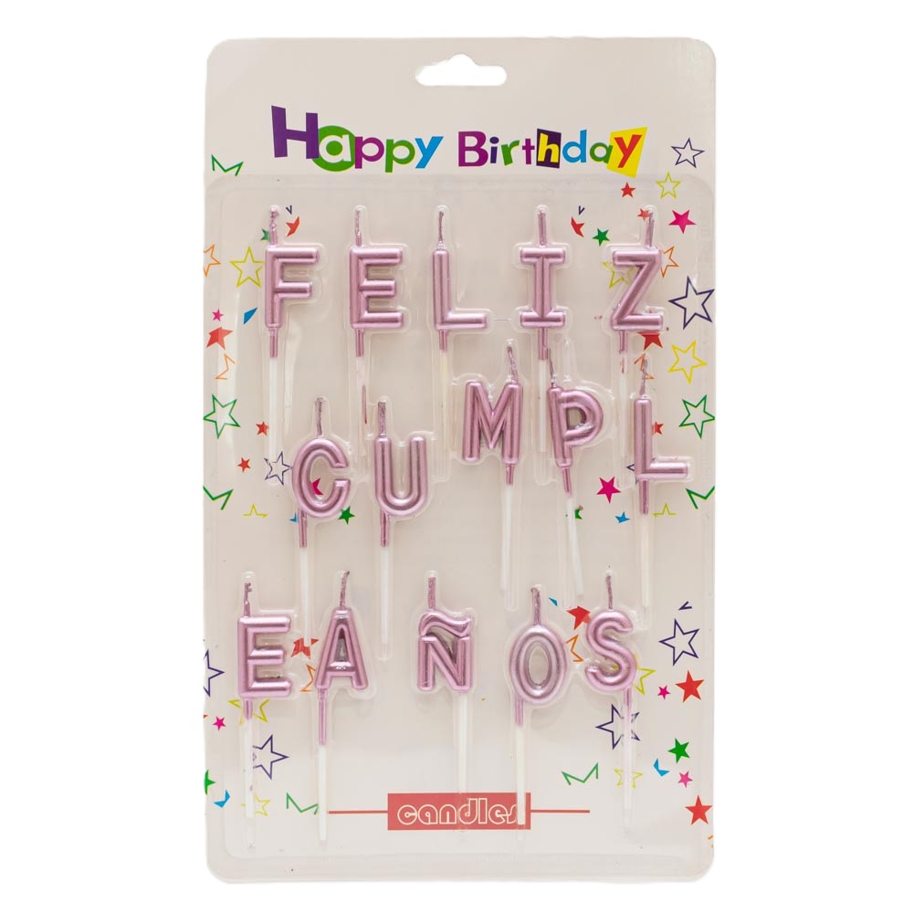 Vela feliz cumpleaños letras separadas