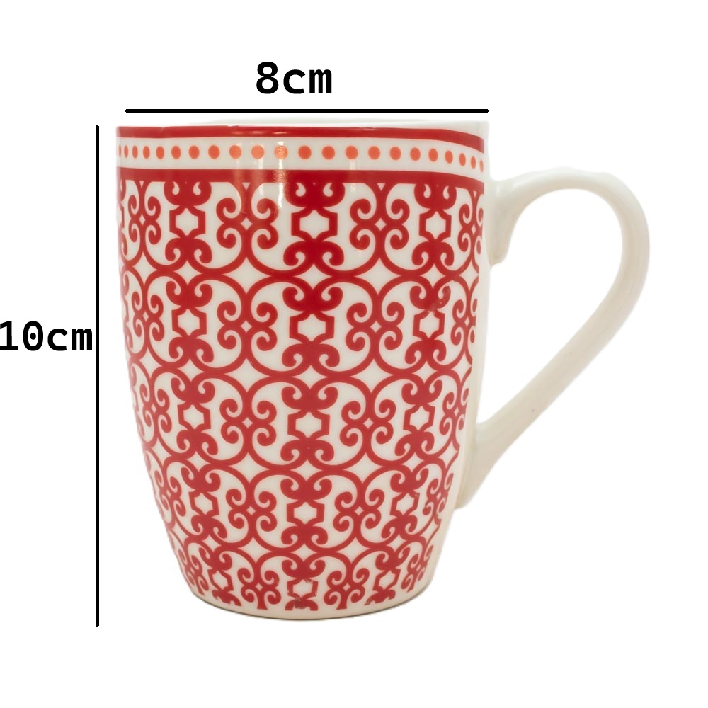 Taza con detalles rojo 8*10cm