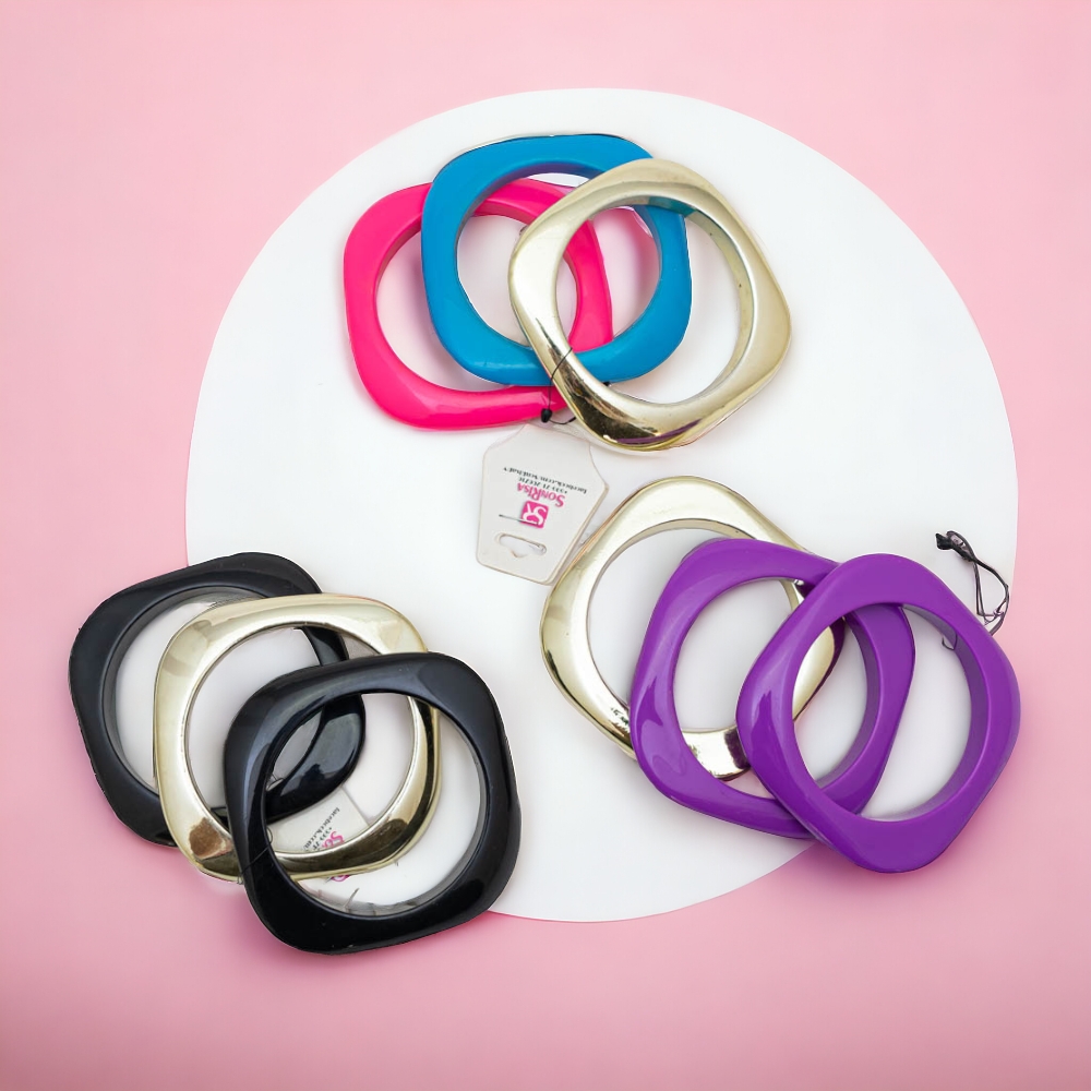 Pulsera acrílica cuadrado 3 piezas