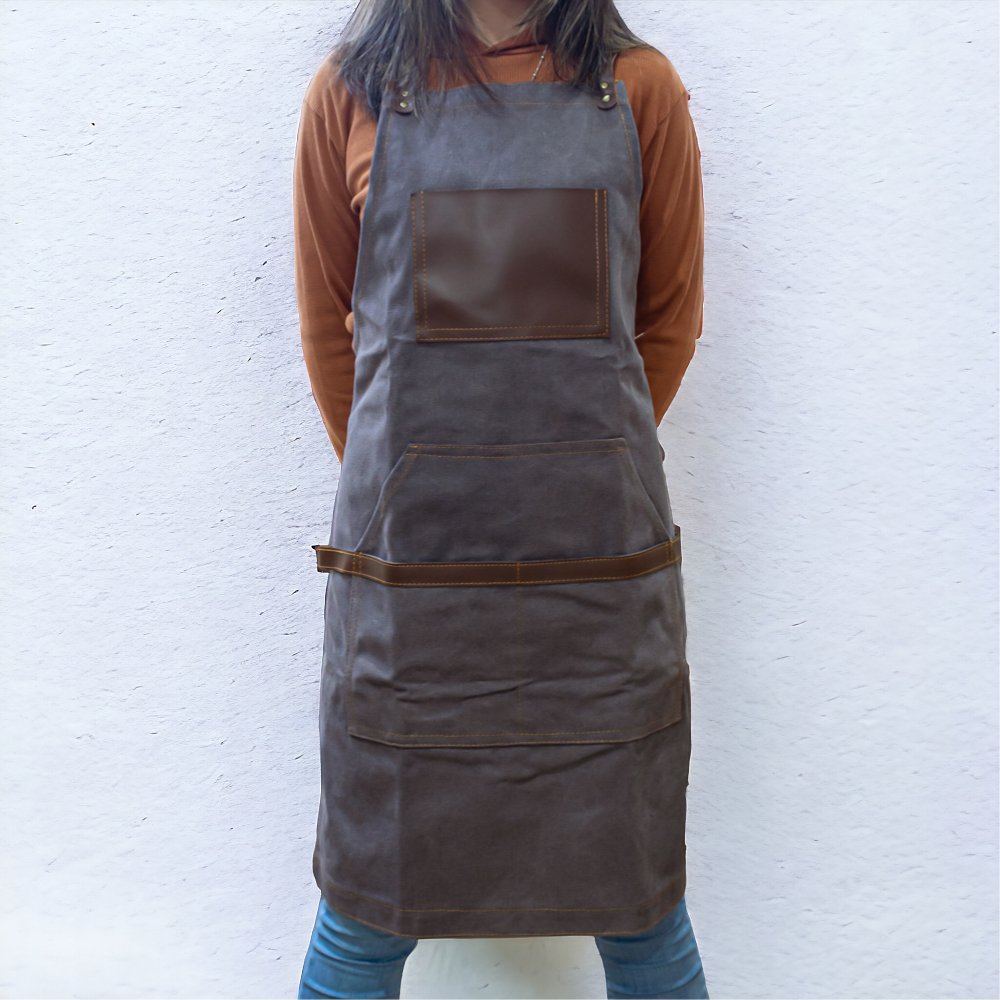 Delantal tela de jeans con bolsillo