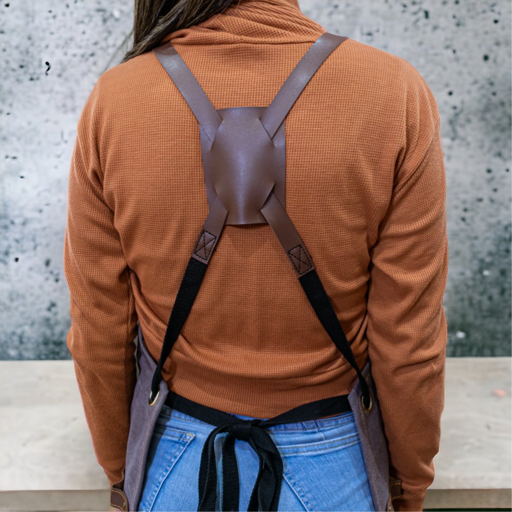 Delantal tela de jeans con bolsillo