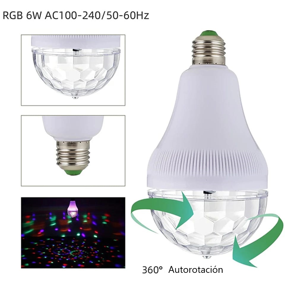 Foco LED giratorio con luces de discoteca