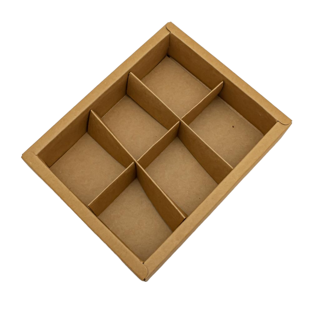 Caja 19.5*15.5*4.7cm marrón & blanco con divisorias 12 piezas
