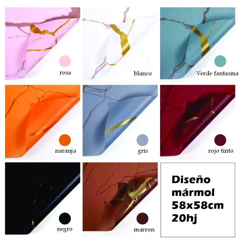 Papel coreano efecto mármol 58*58cm 20 hojas