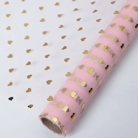 Malla con corazón para envolver ramos 50cm*5m