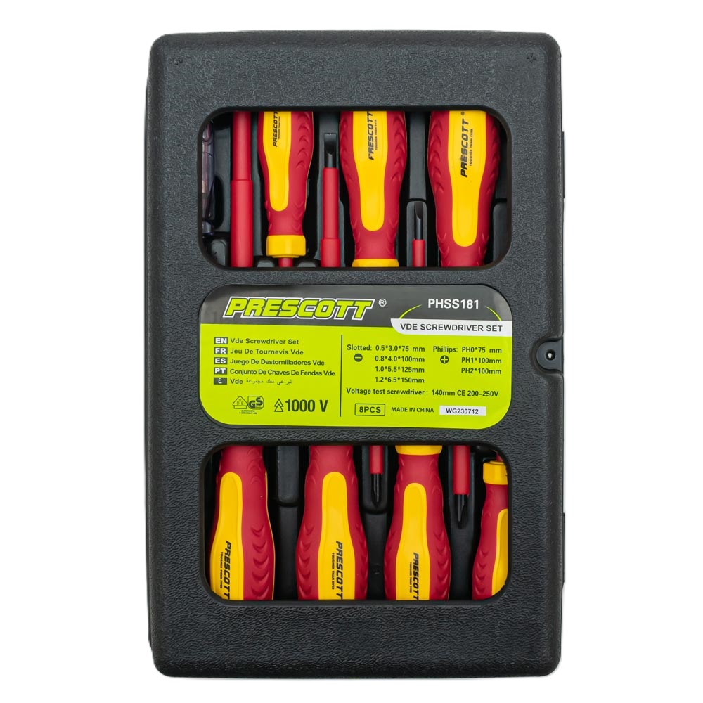 Juego de destornilladores de alto voltaje 8 piezas PRESCOTT