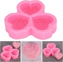 Molde de silicona diseño tres corazones borde rosa 13.3*10.5cm