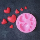 Molde de silicona circular mix corazones 8 divisiones 7.4cm