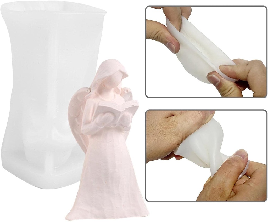 Molde de silicona vela forma ángel con libro 11.5*7.8cm