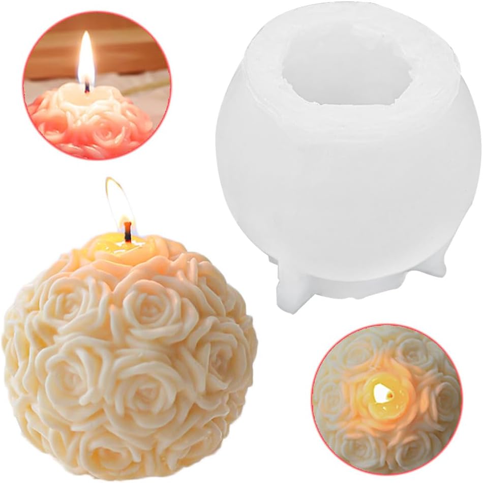 Molde de silicona vela esfera capullo de rosa 10.3*10CM