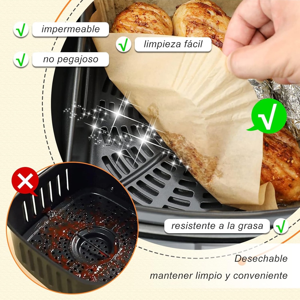 Papel cuadrado absorbente para AIR FRYER 50 papeles