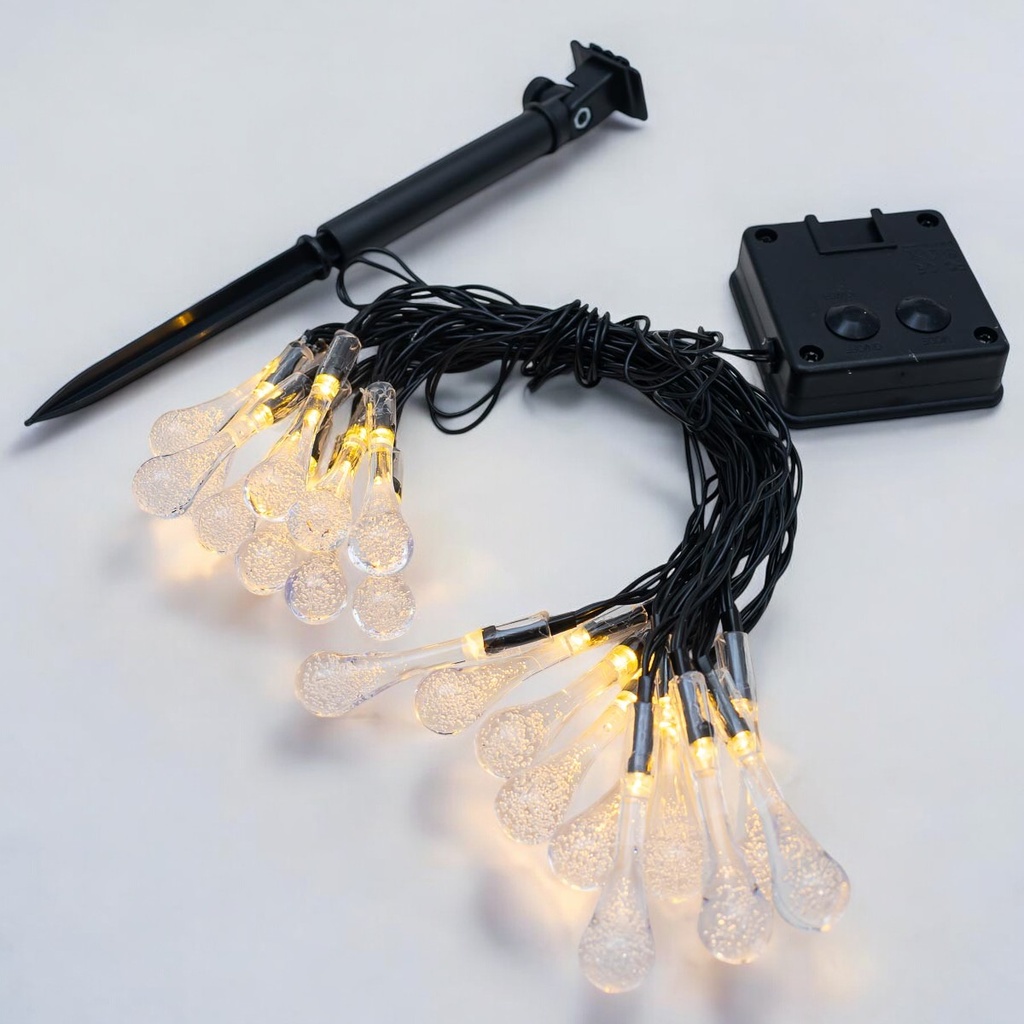 Luz navideño tira solar 5m gota amarillo 20L