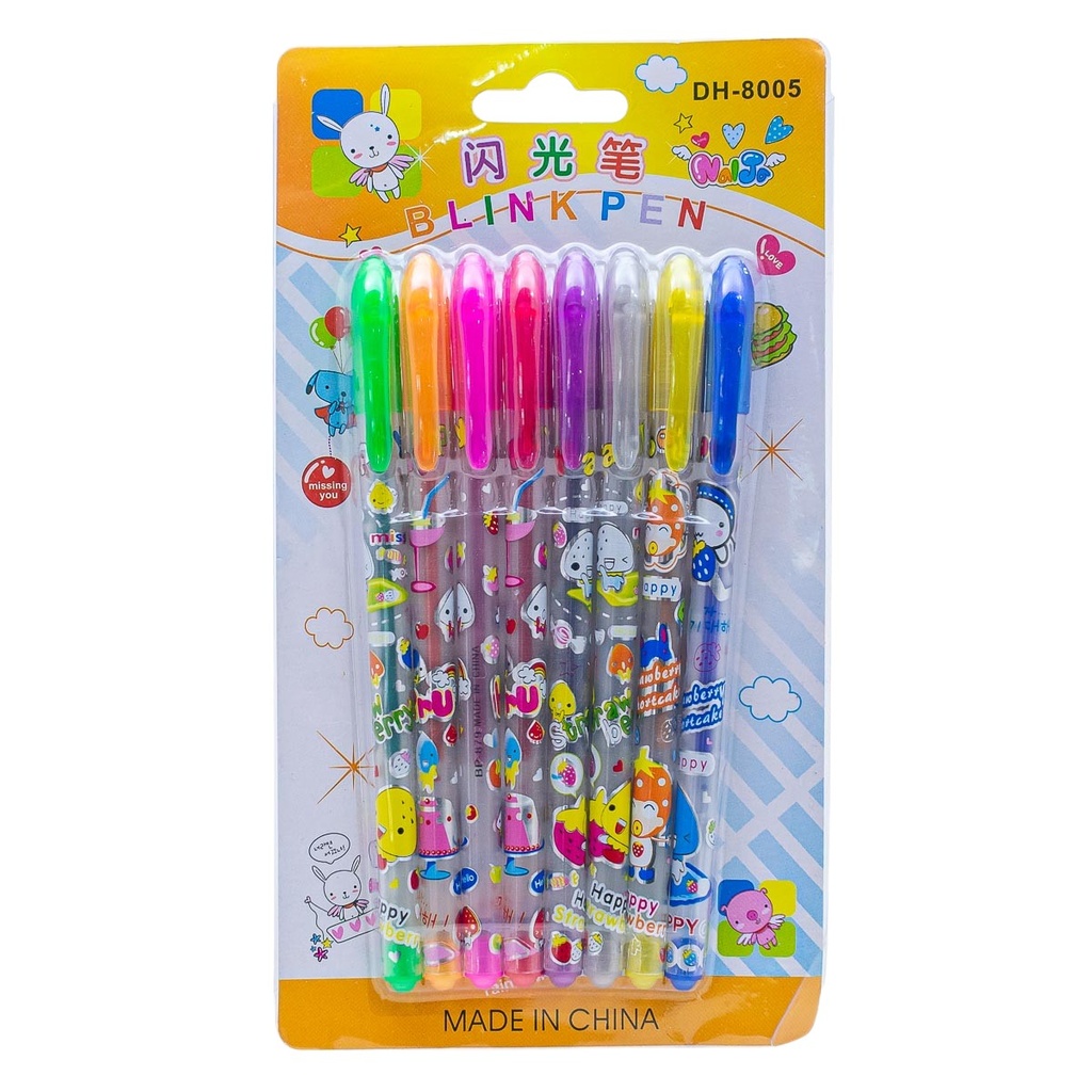 Bolígrafo flúor 8 piezas