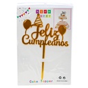 Centro de torta acrílico diseño feliz cumpleaños