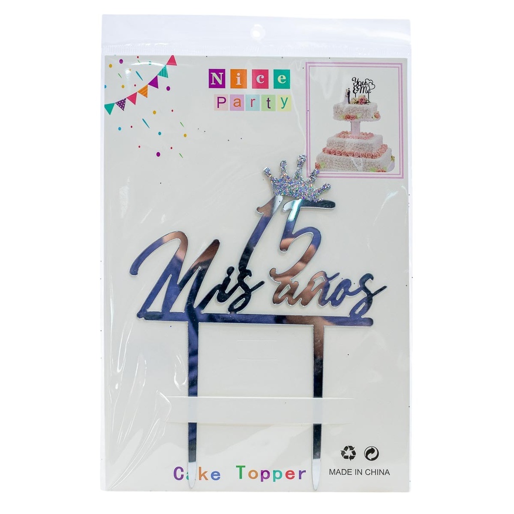 Centro de torta acrílico 15 años