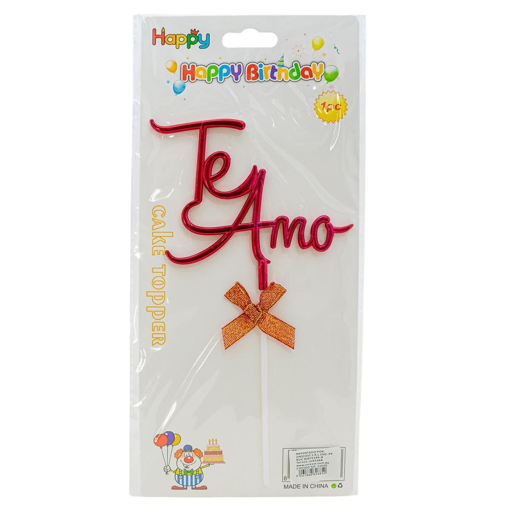 Topper de plástico TE AMO