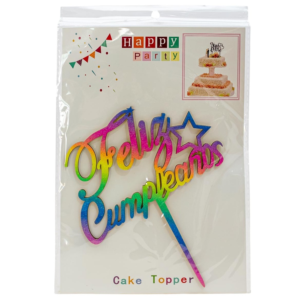 Topper de madera Feliz cumpleaños