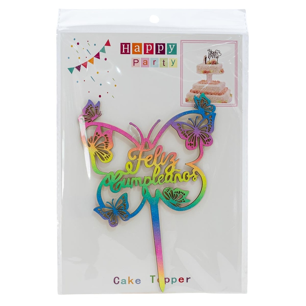 Topper de madera Feliz cumpleaños