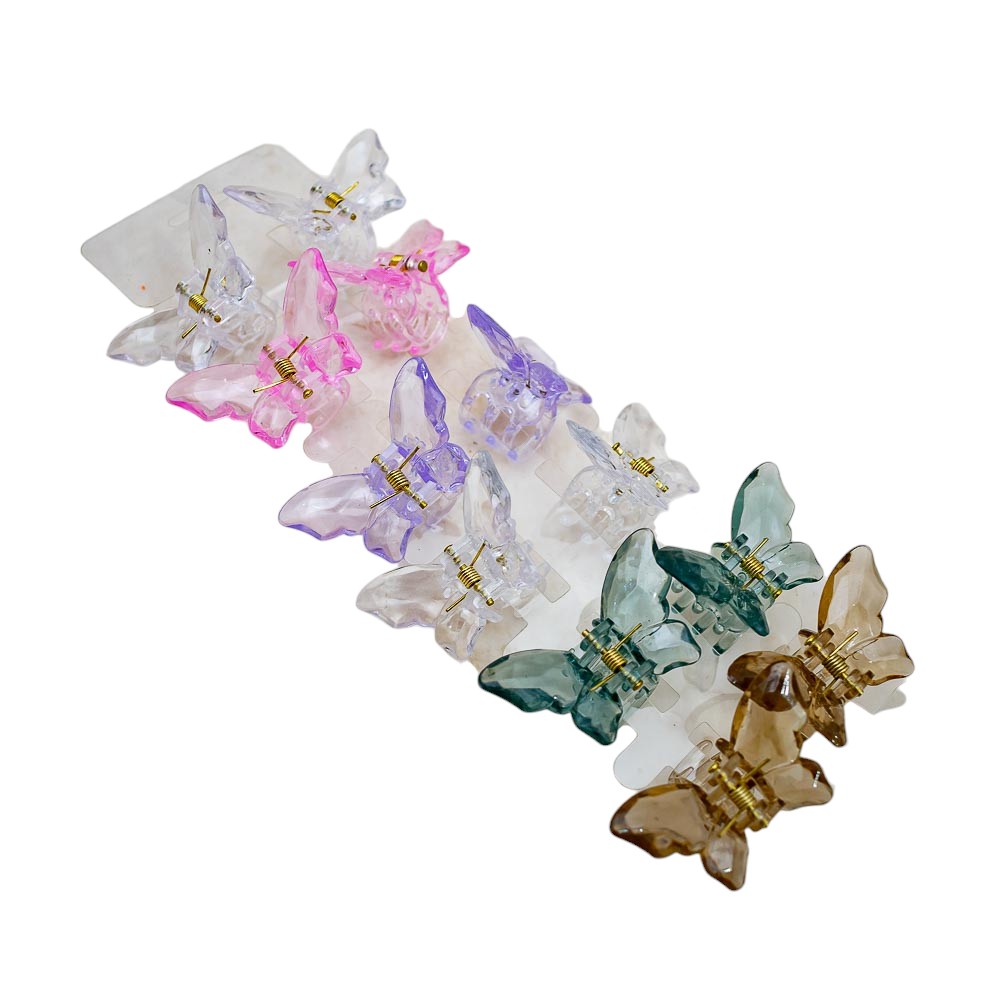 Hebilla transparente diseño mariposa 12pc