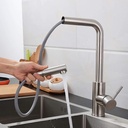 Grifo de cocina inoxidable alto recto con tiron